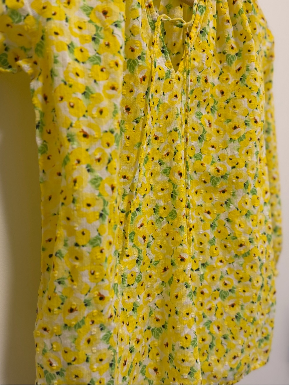 LOFT Yellow Floral Tie-Neck Peasant Top - Picture 7 of 9